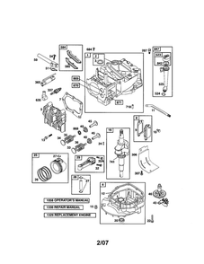 Cylinder/Crankshaft/Crankcase Diagram and Parts List for 122T05-0846-EA  Briggs and Stratton Engine